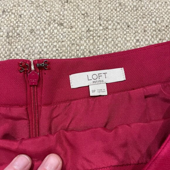 LOFT Womens Petite Size 8 Berry mini Dress Gold Zipper Pocket - Picture 4 of 4